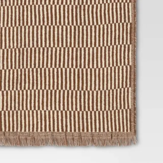 50''x60'' Oversized Woven Linework Throw Blanket Dark Camel/Cream - Threshold&trade; image {3}