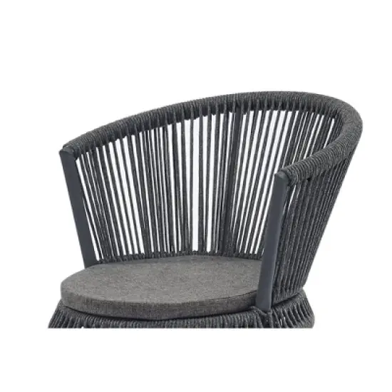 3pc Outdoor Wicker Conversation Set with Cushions - Dark Gray - GODEER image {8}