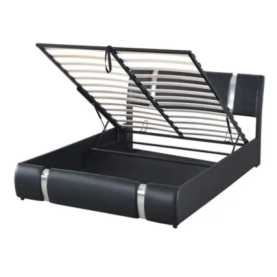Upholstered Faux Leather Platform bed with a Hydraulic Storage System-ModernLuxe image {6}