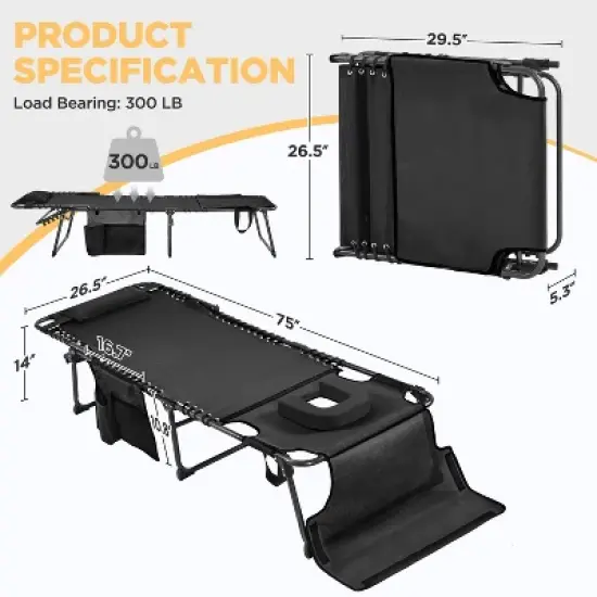 Yaheetech Folding Chair with Removable Padded Cushion and 5 Adjustable Position image {2}