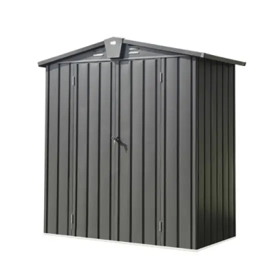 HANPURE Outdoor Storage Shed 5.7x3 FT, Metal Tool Shed with Lockable Double Door for Patio, Backyard, Garden, Lawn, Dark Gray image {7}