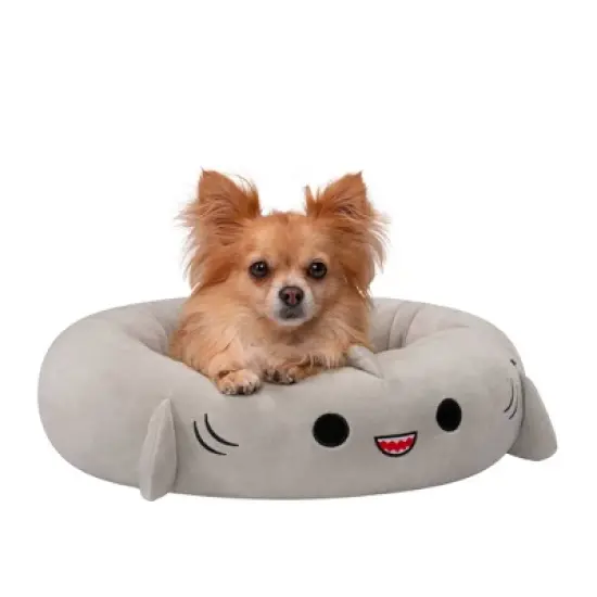 Squishmallows Gordon The Shark Cat and Dog Bolster Bed - Steel Gray image {5}