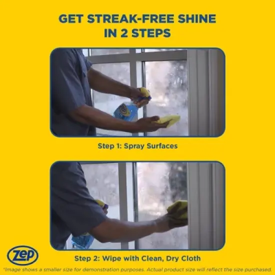 Zep Streak-Free Glass Cleaner &ndash; Ammonia-Based Formula &ndash; 1 Gallon image {5}