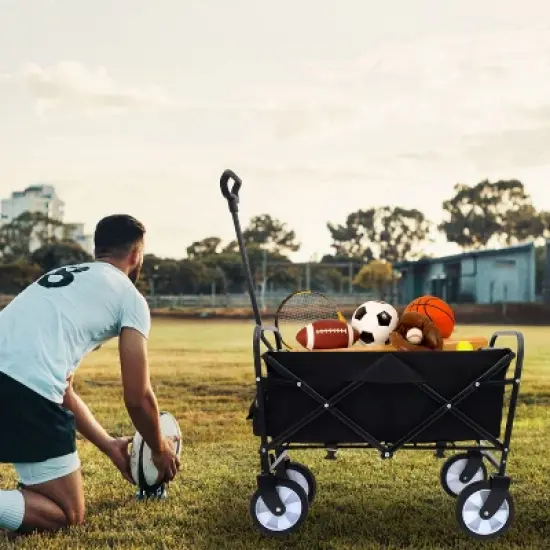 Minimeetall Strap Collapsible Foldable Wagon Cart with strapping system, Beach Wagon , Utility Cart , Utility Wagon Grocery Cart black image {5}