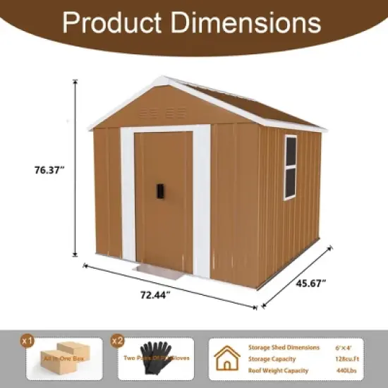 MOEPISY 6X4 FT Heavy Duty Metal Storage Shed with Windows, Lockable Door and Ventilation, Weatherproof image {7}