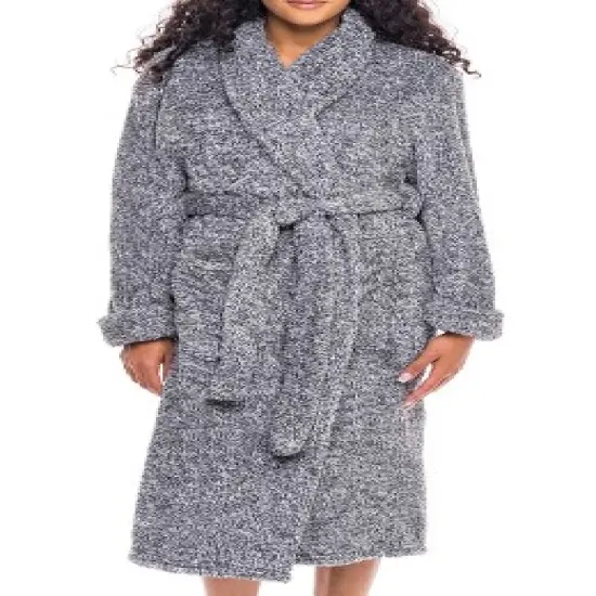 Women's Fuzzy Plush Fleece Winter Robe, Warm Soft Bathrobe for Her image {17}