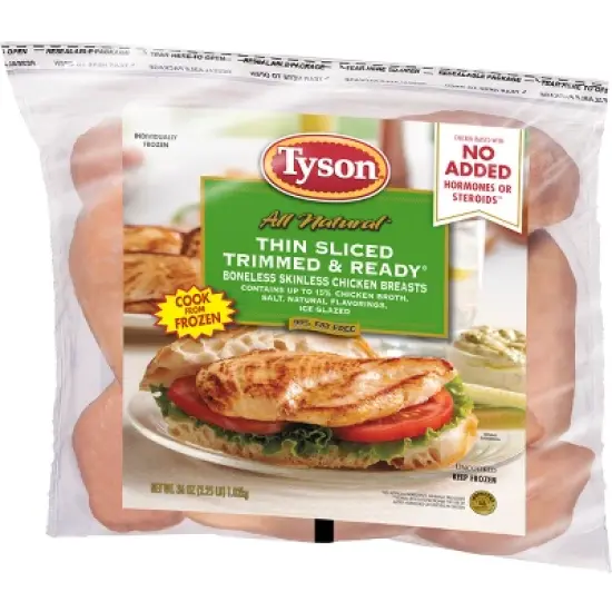 Tyson Thin Sliced Trimmed & Ready Boneless & Skinless Chicken Breast - Frozen - 36oz image {3}