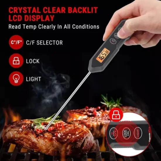 ThermoPro TP15HW Waterproof Digital Instant Read Meat Thermometer Food Turkey Cooking Kitchen Thermometer with Magnet and Backlight image {3}