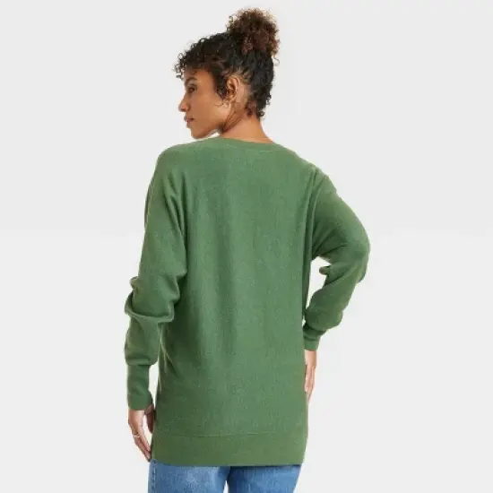 Lightweight Oversized V-Neck Maternity And Beyond Sweater - Isabel Maternity by Ingrid & Isabel&trade; Green image {1}