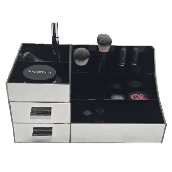 OnDisplay Cindy Tiered 2 Drawer Mirrored Acrylic Makeup/Jewelry Organizer for Bathroom Vanity/Desktop image {7}