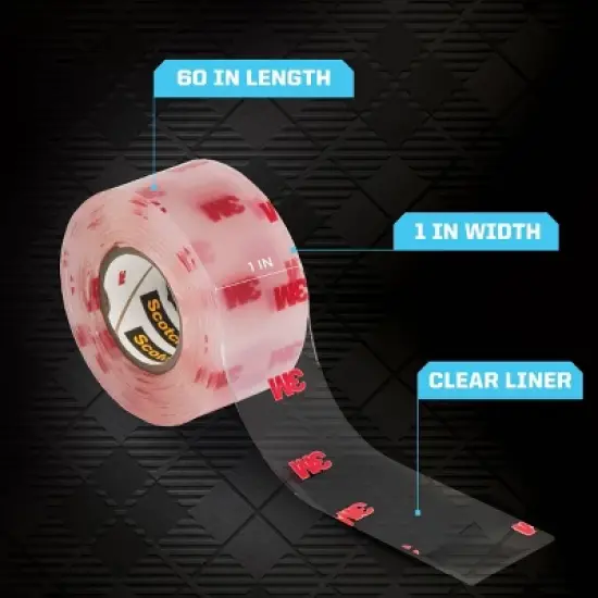 Scotch Mount Double-Sided Mounting Tape Clear 1" x 60": Heavy Duty Wall Tape, Double Stick for Art & Office image {1}