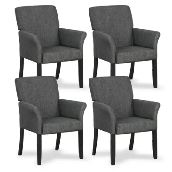 Tangkula Set of 4 Arm Chair Guest Chair Home Office w/ Wooden Legs image {11}