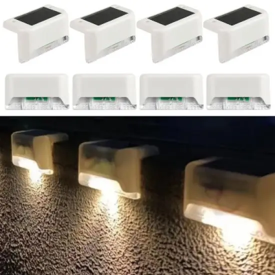 Link 8 Pack Solar Step Lights Waterproof Pathway Deck Lights Outdoor Patio Yard Garden Garage Warm Light image {11}