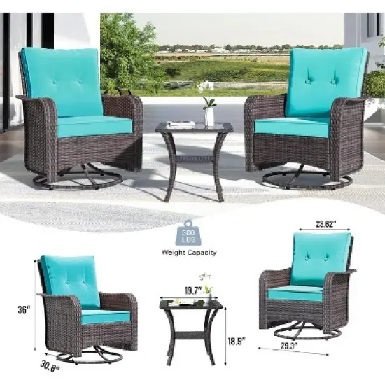 ALAULM 11PCS Outdoor Patio Furniture Set,PE Rattan Sectional Sofa Patio Conversation Sets with Fire Pit Table image {2}