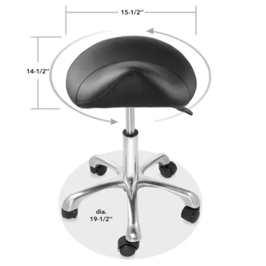 Saloniture Ergonomic Saddle Stool - Adjustable Hydraulic Seat, Rolling Salon Chair with Swivel Wheels image {5}
