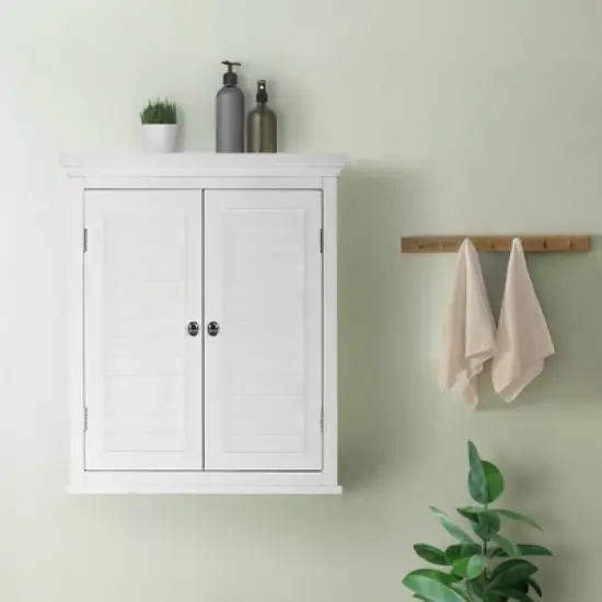 Slone 2 Door Shuttered Wall Cabinet - White - Elegant Home Fashion image {7}