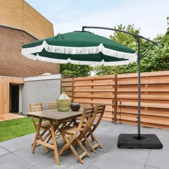 Captiva Designs 9ft Fringed Cantilever Offset Patio Market Umbrella image {10}