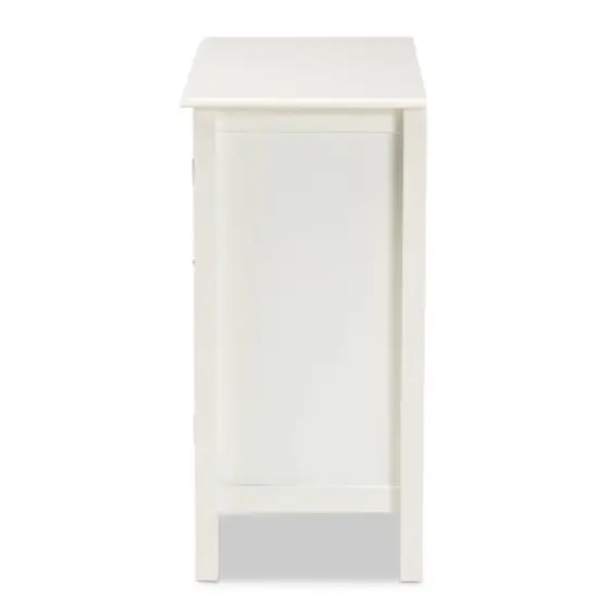 Kendall Wood and Glass Kitchen Cabinet White - Baxton Studio image {3}