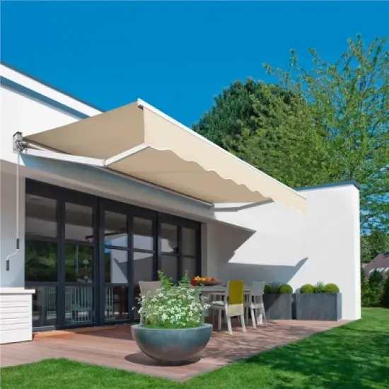 Yaheetech Retractable Awning Outdoor Sun Shade Garden Shelter Manual Adjustable with Protection Coating and Hand Crank image {2}