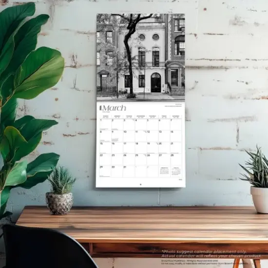 BrownTrout New York City Black and White 2026 12"x24" Hanging Square Wall Calendar Plastic-Free image {4}