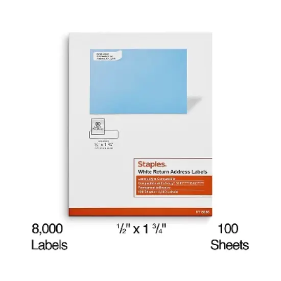 MyOfficeInnovations Laser/Inkjet Shipping Labels 0.5"W x 1.75"L White 80 Labels/Sheet 573945 image {1}