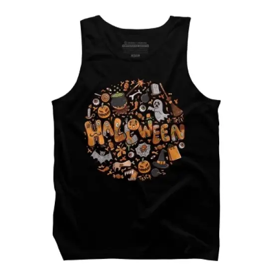 Men's Design By Humans happy halloween greeting holiday illustration By ghinan Tank Top image {2}
