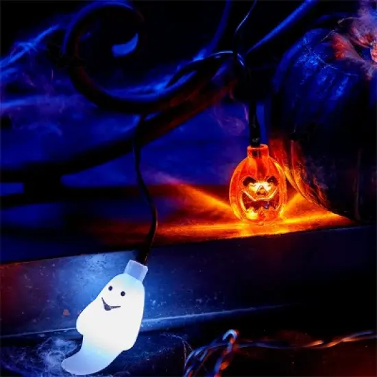 Joyfy 19.7FT 30 LEDs Halloween String Lights Decorations, Ghost Pumpkin String Light with 8 Lighting Modes for Halloween Party Indoor Outdoor Decor image {6}