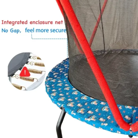 66'' Trampoline for Kids Toddler Indoor Outdoor Small Trampolines for Baby with heighten net No-Gap Design for Kids image {5}