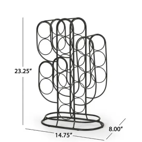 Ferrat Modern Industrial 13 Bottle Tabletop Cactus Wine Rack Black - Christopher Knight Home image {9}