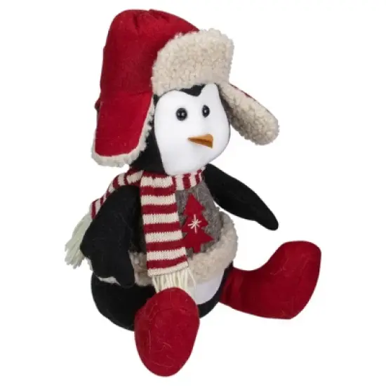 Northlight Sitting Winter Penguin with Trapper Hat Christmas Decoration - 12" image {2}