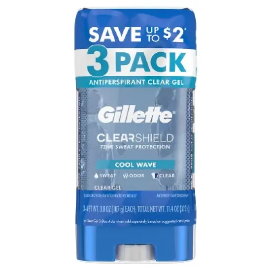 Gillette Clear Gel Antiperspirant Cool Wave - 3pk/3.8oz image {11}