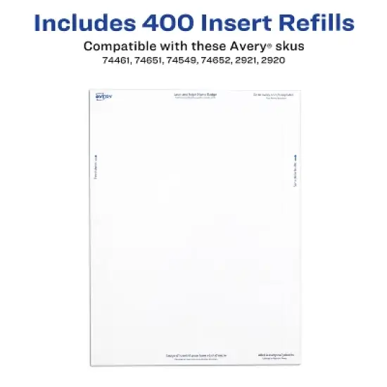 Avery Customizable Name Badge Inserts, 2.25" x 3.5", White, 400 Printable Name Tag Inserts (5390) image {2}