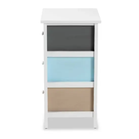 Kalila Wood 3 Drawer Nightstand White - Baxton Studio image {5}