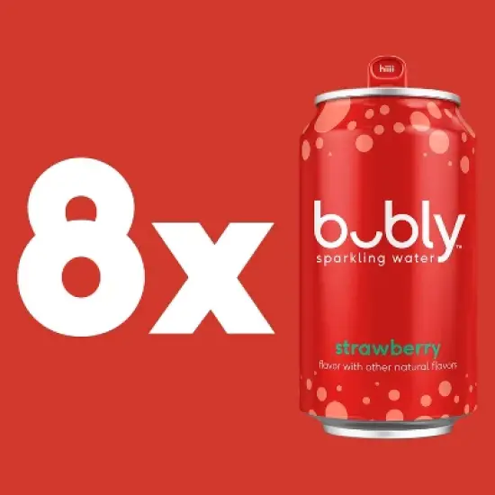 bubly Strawberry Sparkling Water - 8pk/12 fl oz Cans image {1}