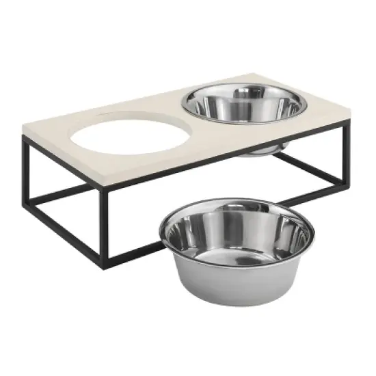 Sam's Pets Dan Double Wood and Stainless Steel Pet Bowl image {2}