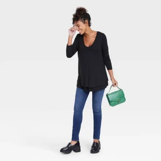 3/4 Sleeve Scoop Neck Nursing Maternity T-Shirt - Isabel Maternity by Ingrid & Isabel&trade; image {2}