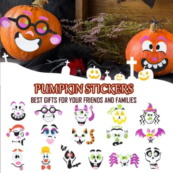 Joyfy 16 Packs Halloween Foam Craft Kit Pumpkin Decor Stickers, Halloween Party Favors School Games Gifts for Kids, Arts Activities Party Supplies image {7}