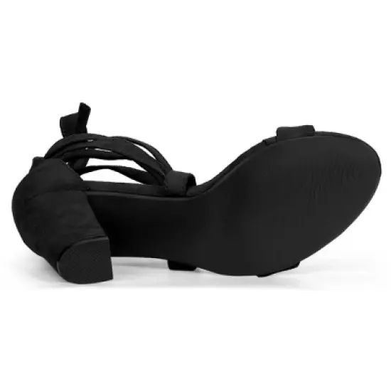 Allegra K Women's Lace Up Block Heels Sandals image {6}