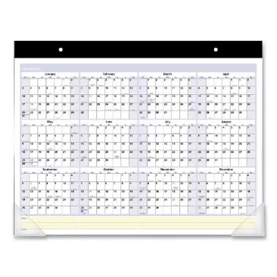 QuickNotes Desk Pad, 22 x 17, White/Blue/Yellow Sheets, Black Binding, Clear Corners, 13-Month: Jan 2026 to Jan 2027 image {1}