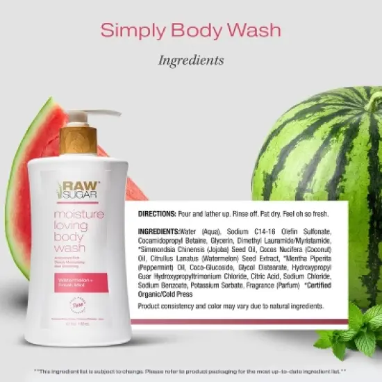 Raw Sugar Moisture Loving Body Wash - Watermelon and Fresh Mint - 40 fl oz image {7}