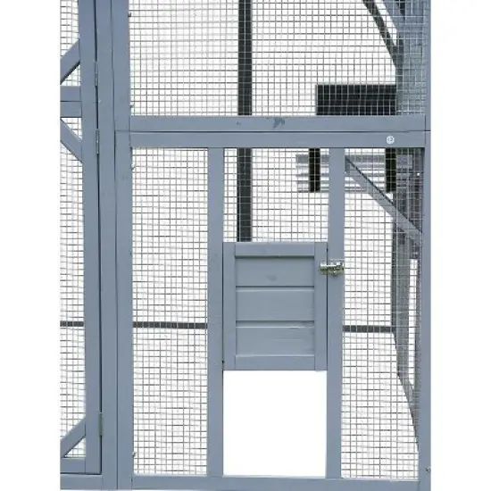 Dolonm 110" Walk-in Catio Enclosure w/ Weatherproof Roof - Blue&Grey Metal-Wood Cat House, 2 Bridges & 7 Walks for Outdoor Cats image {9}