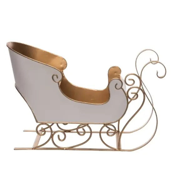 Transpac 16.06 Inch Multicolor Metal Christmas Sled Decorative Object for Holiday Home Decor image {1}
