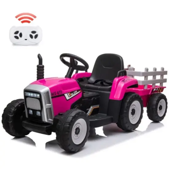 Acekool 12V Electric Tractor with Trailer & Remote, 7-LED Lights, MP3, 25W Motor, EVA Tires image {12}