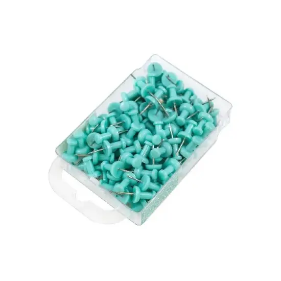 JAM Paper Colored Pushpins Teal Push Pins 2 Packs of 100 22432067A image {3}
