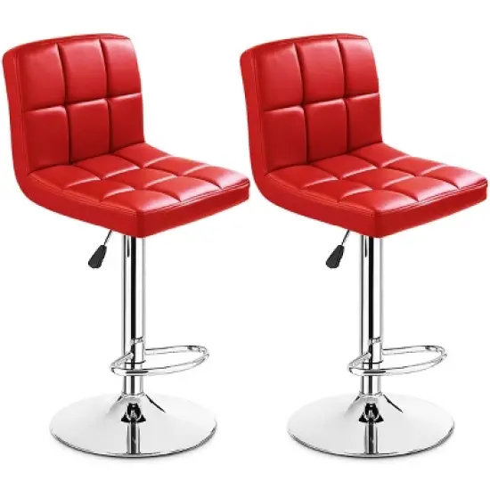 Tangkula Modern Square PU Leather Adjustable Swivel Barstools,Set of 2 image {3}