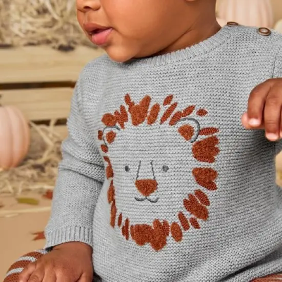 Carter's Just One You&reg;️ Baby Boys' 3pc Lion Sweater & Bottom Set - Gray image {8}
