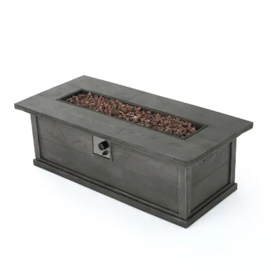 56" Outdoor 50,000 BTU Rectangular MgO Concrete Propane Fire Pit, Grey Wood Pattern (Tank Cover not Included) image {8}