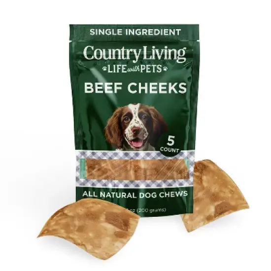 Country Living 4&rdquo; x 4&rdquo; Beef Cheek Chip Dog Treats &ndash; Chicken Flavor &ndash; 5 Count Bag &ndash; All-Natural, High-Protein, Long-Lasting Dog Chews image {9}