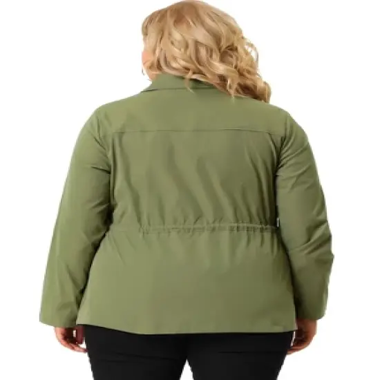 Agnes Orinda Women's Plus Size Zipper Drawstring Boyfriend Jacket image {4}