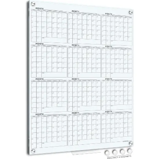 SCRIBBLEDO Yearly Vertical Wall Calendar Dry Erase Glass Board 34"x46" image {7}
